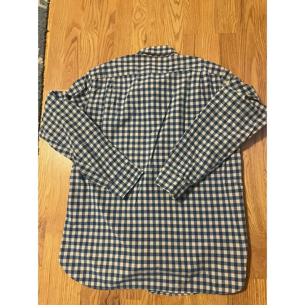 J.CREW Long Sleeve XL Blue Check Button‎ Down Cotton Shirt
